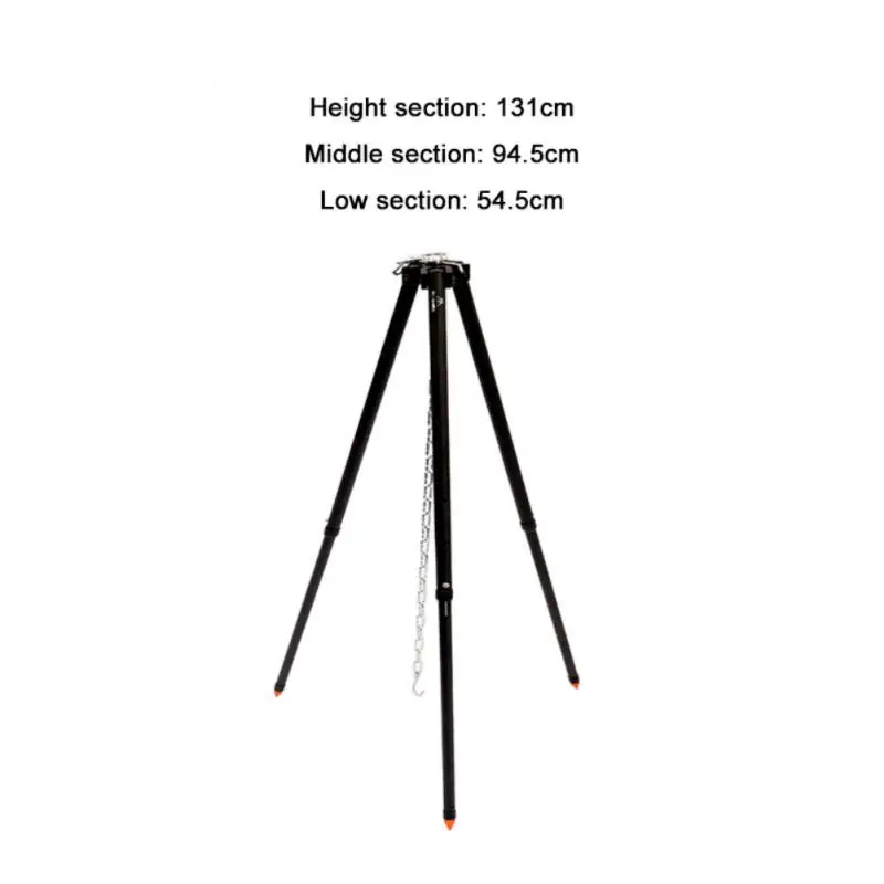 

Outdoor Camping Bonfire Tripod Picnic Cookware Rack 3 Section Adjustable Barbecue Grill Hanging Tripod Barbecue Tools