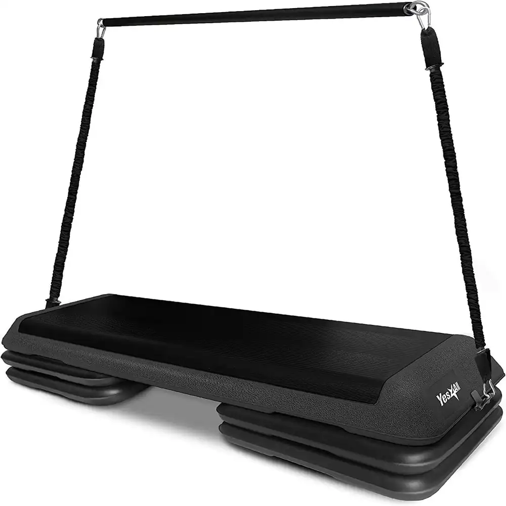 

Fitness-Boosting Aerobic Workout Step Platform with Adjustable Risers - Health Club Size & Extra Options Included!