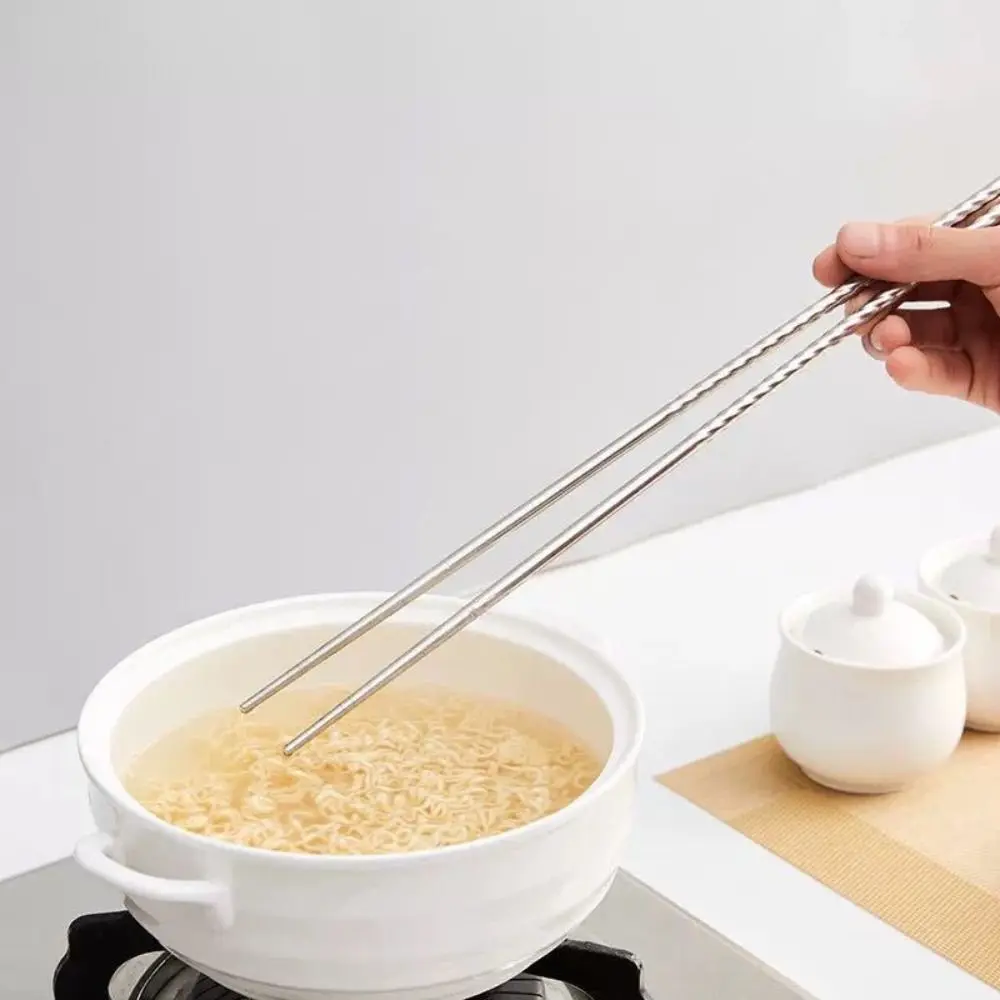 

Stainless Steel Chopsticks Lengthened Antiskid Anti Scalding Hot Pot Lo Mein Chopsticks Frying Chopsticks Tableware