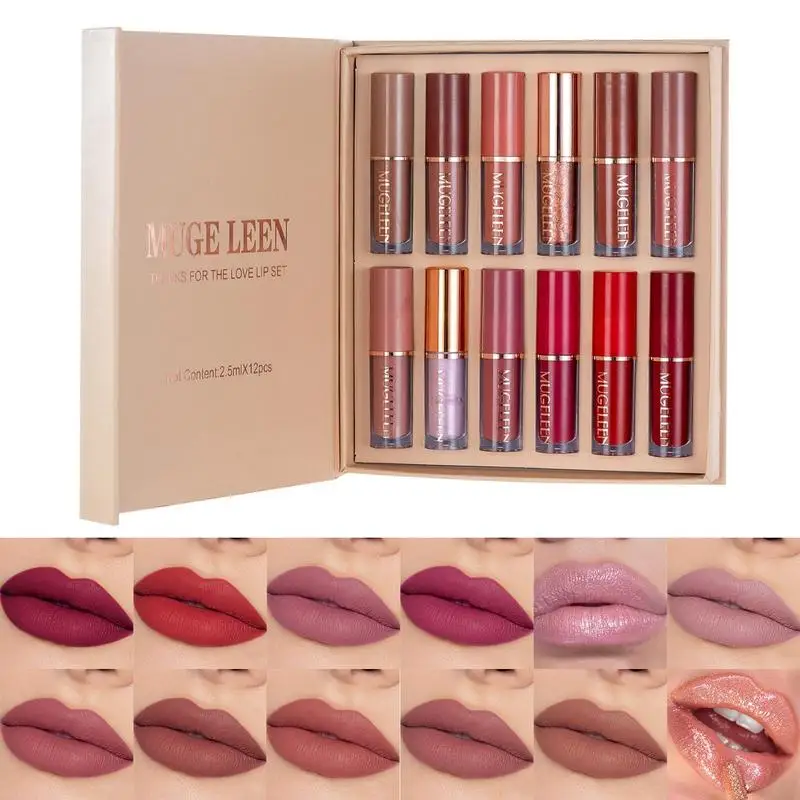 

Liquid Lip Stick 12pcs Nonstick Cup Moisturizer Lip Stain For Office Summer Party Business Trip Dating Daily Life Wedding Party