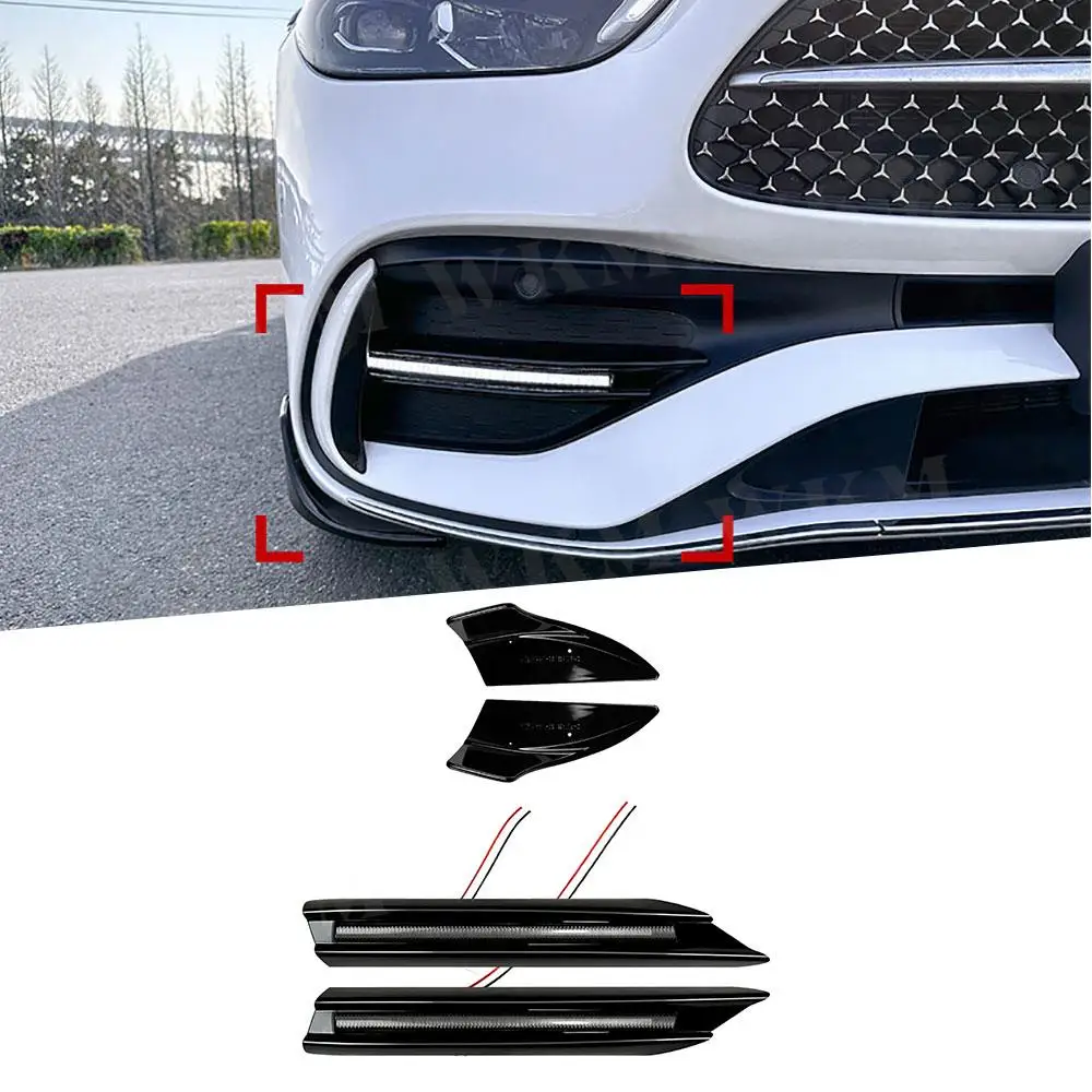 Блеск черный Передний спойлер для губ сплиттер дневных ходовых огней женский