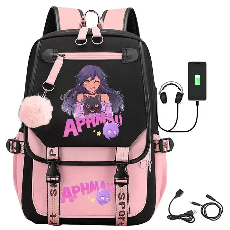 Рюкзаки с принтом Aphmau модные школьные сумки зарядкой через USB для