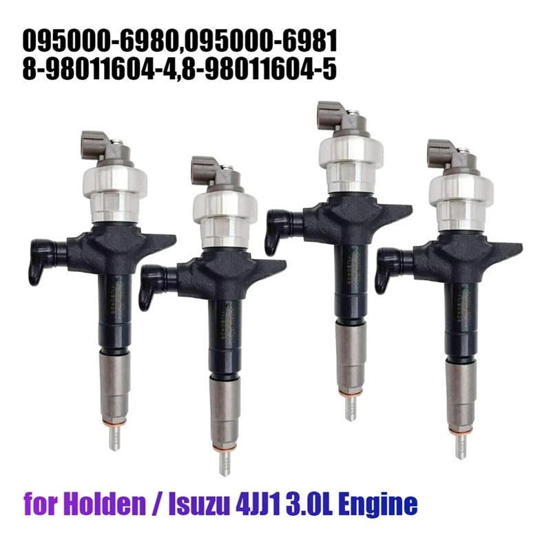 

4PCS New Diesel Common Rail Injector 8-98011604-5 / 095000-6980 For Isuzu Holden 3.0L 4JJ1 Engine