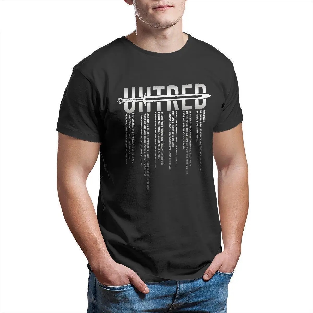 

Uhtred Sword The Last Kingdom Quotes Men's T Shirt Viking Fun Tees Short Sleeve Crewneck T-Shirts Pure Cotton Plus Size Clothes