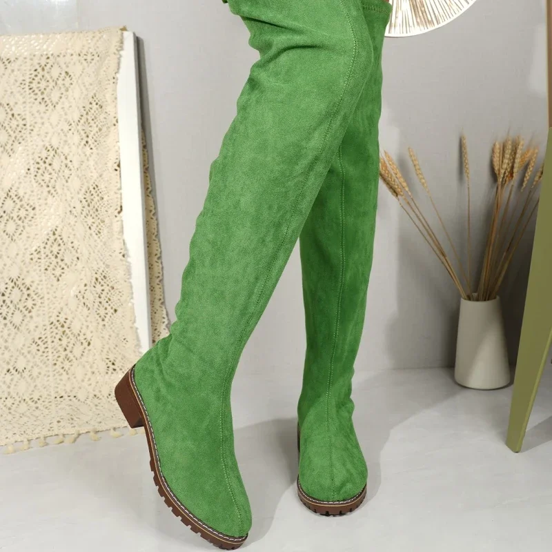 2024. Зимние женские сапоги выше колена. Женские эластичные сапоги.