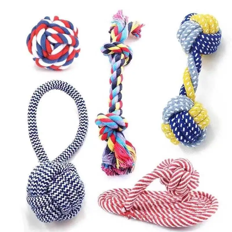 

1PC Pets Cotton Rope Braided Labrador Training Molar Bite-Resistant Teeth Cleaning Puppy Ball Dog Supplies