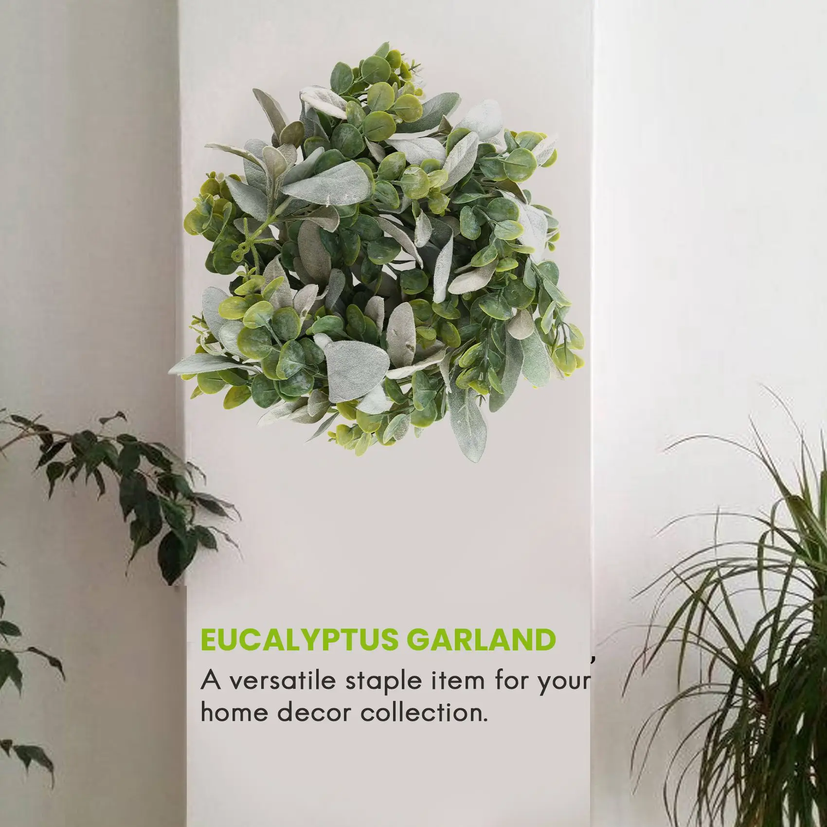 

Lambs Ear Garland Greenery and Eucalyptus Vine / 38 Inches Long/Light Colored Flocked Leaves/Soft and Drapey Wedding