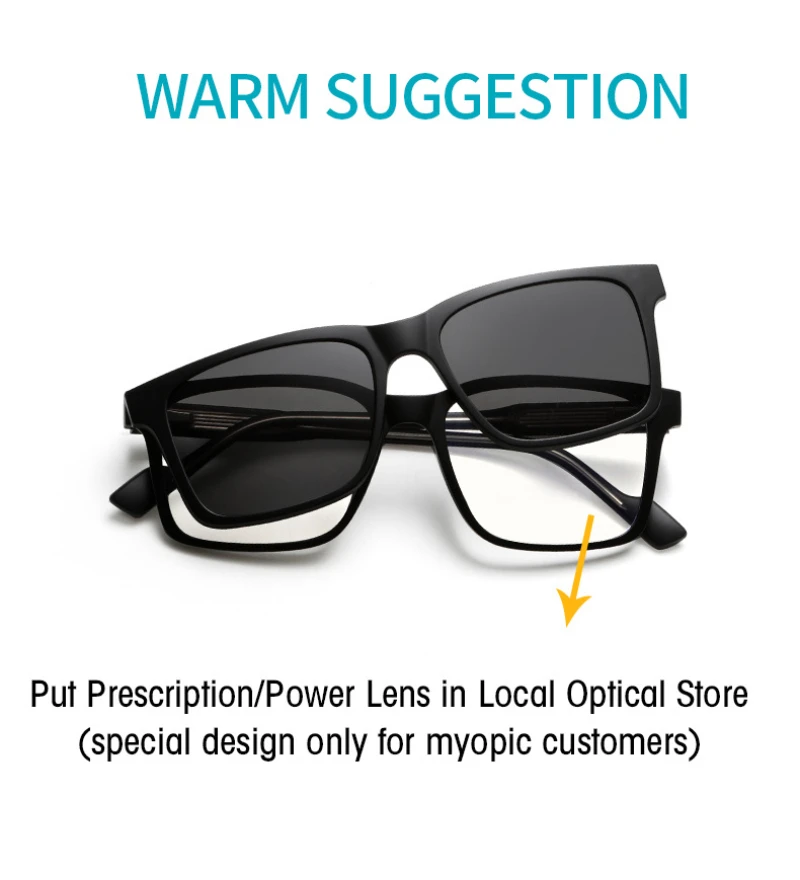 Очки BEMORE Square Acetate Clip-on с диоптриями, женские, поляризационные, с защитой от УФ400, магнитные, оптические (art.: 3920da92b70da) - 3920da92b70da