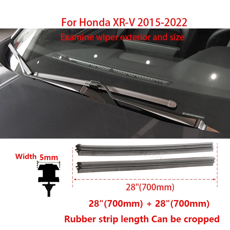 

1 комплект для Honda XR-V 2015-2024 гг., автомобильные щетки стеклоочистителя, ширина 5 мм, резиновая полоска, сменные аксессуары для дворников