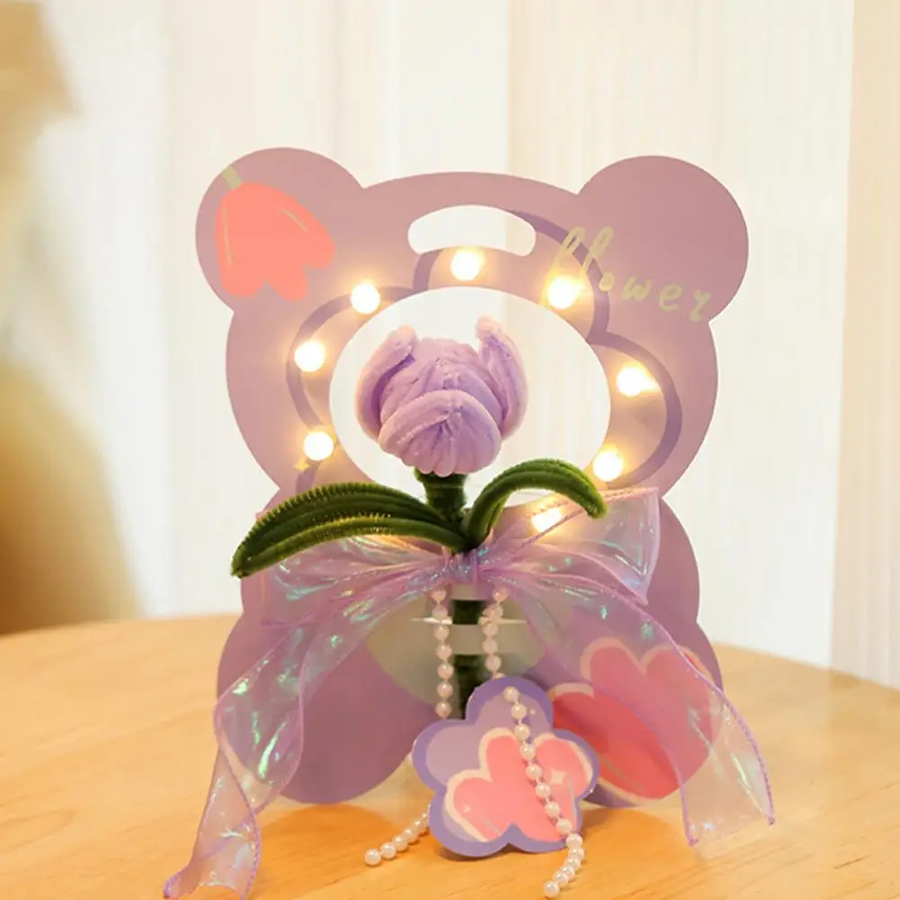 

Flower Led Lamp Handmade Led Tulip Flower Ornaments Diy Battery-operated Decorative Lights for A Glowing Home Decor Photography