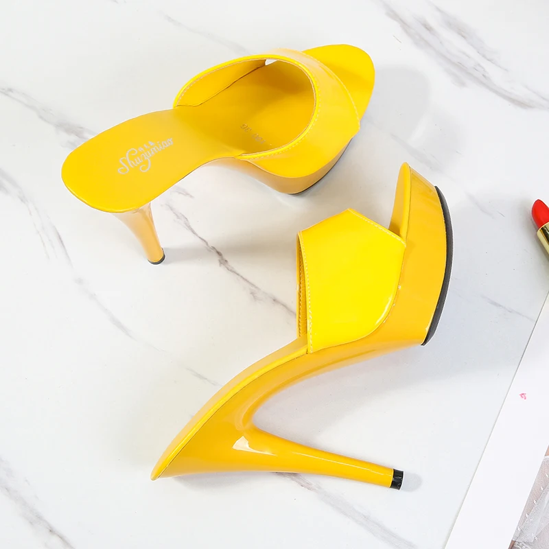 Summer Women Slides Wedding Shoes Nightclub Sexy 13cm High Heels Slippers Heels Waterproof Sandal Pumps