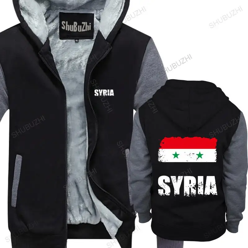 

new arrived men hoodies winter novelty hoodie Syria Flag Syrian Flag cotton fleece jacket for man thick hoody male coat