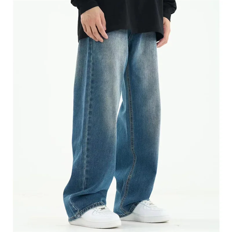 Men Clothing Fashion New Style Baggy Straight Cylinder Jeans Trend Simplicity Casual Pants Vintage Trousers Autumn and Winter