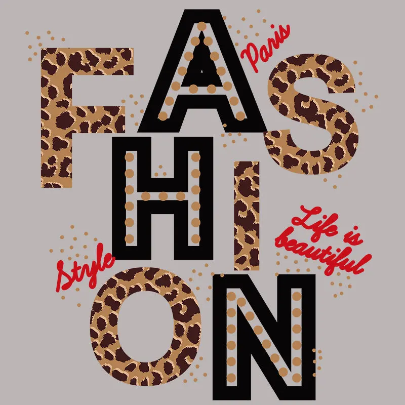 

Leopard Letter Fashion DIY Washable T-Shirts Iron On Transfer Print For Clothes Transfer Thermal Stickers Patches