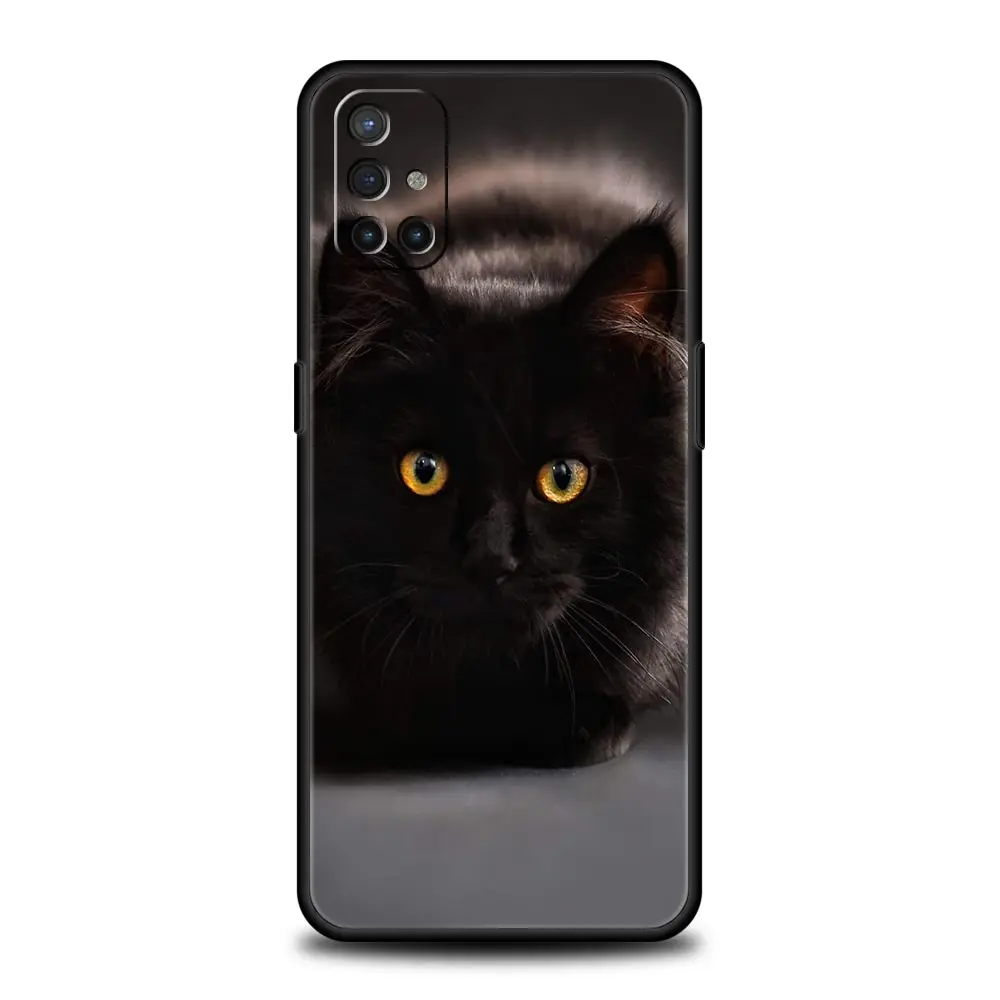 Фото Чехол для телефона OnePlus 12 11 10 9 Pro 9T 12R 10R 9R 9RT 10T 8T 8 7 6T 7T Nord 2T CE 2 5G N200 N10 N100 Cover Black Cat №4