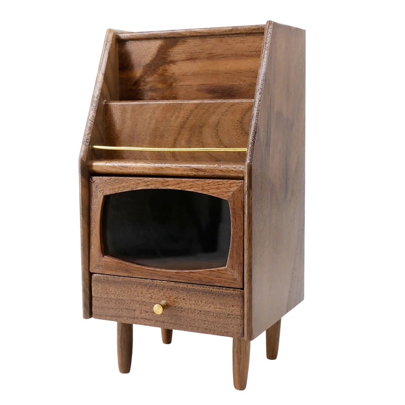 

1:6 Dollhouse Mini Model Furniture Accessories Wooden Newspaper Cabinet Dollhouse Decor