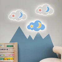 nordic led wall lamp cartoon childlike cloud moon child bedroom bedside corridor home fixture indoor lighting white pink blue