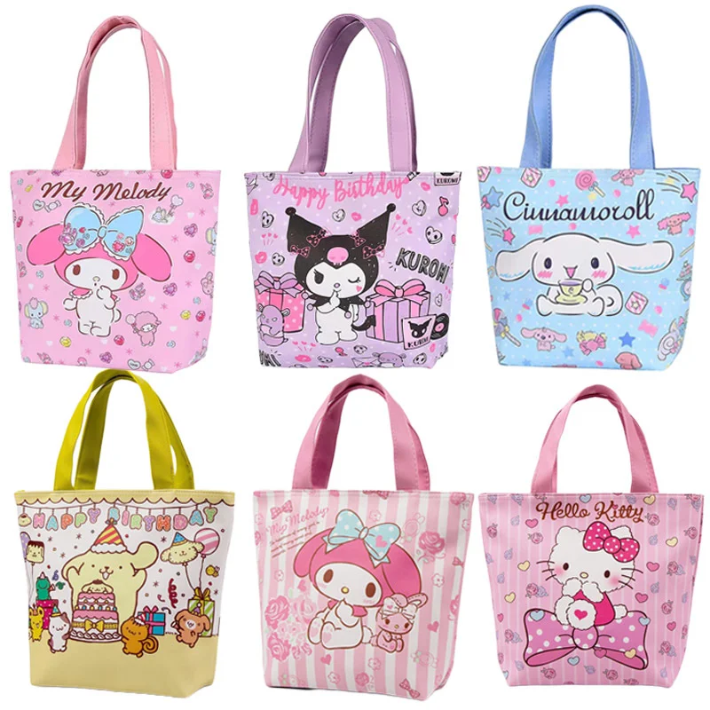 

Cute Cartoon Sanrioed Pattern Portable Lunch Bag Anime My Melody Kuromi Kittys Cat Cinnamoroll Kawaii Handbag Student Bento Bag