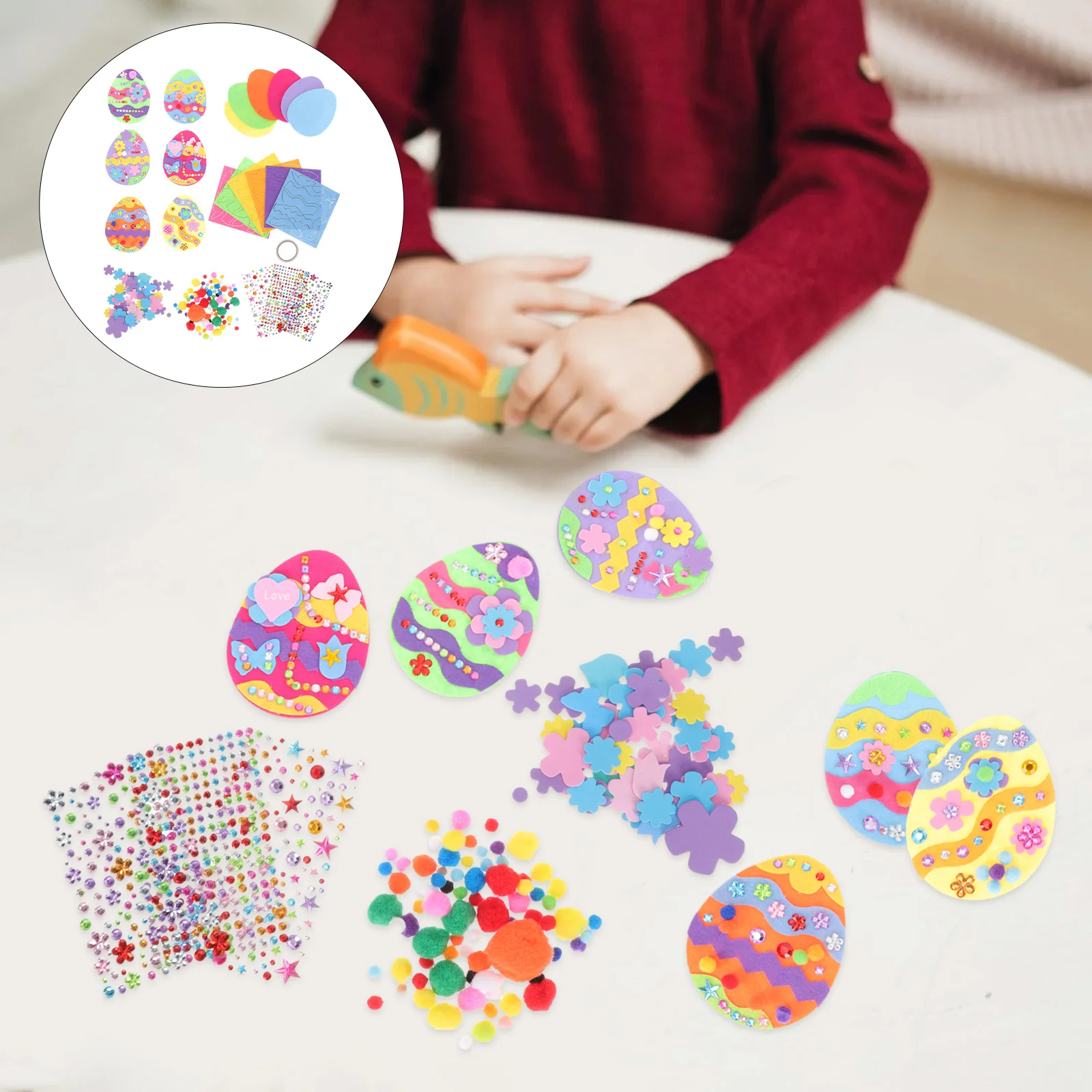 

1Set Easter DIY Craft Supply Creative Foams Stickers Unfinished Easter Eggs Decor
