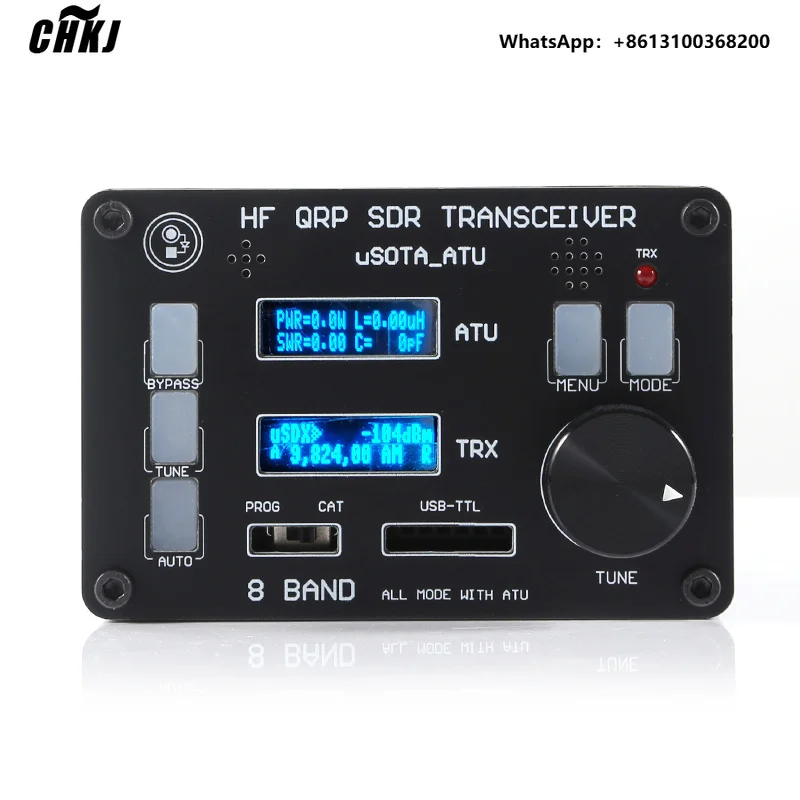 Фото Трансивер SDR USDX от CHKJ, всережимный, 8-диапазонный, для КВ-радио, QRP CW, со встроенным тюнером антенны ATU-100, двойным OLED-дисплеем №1