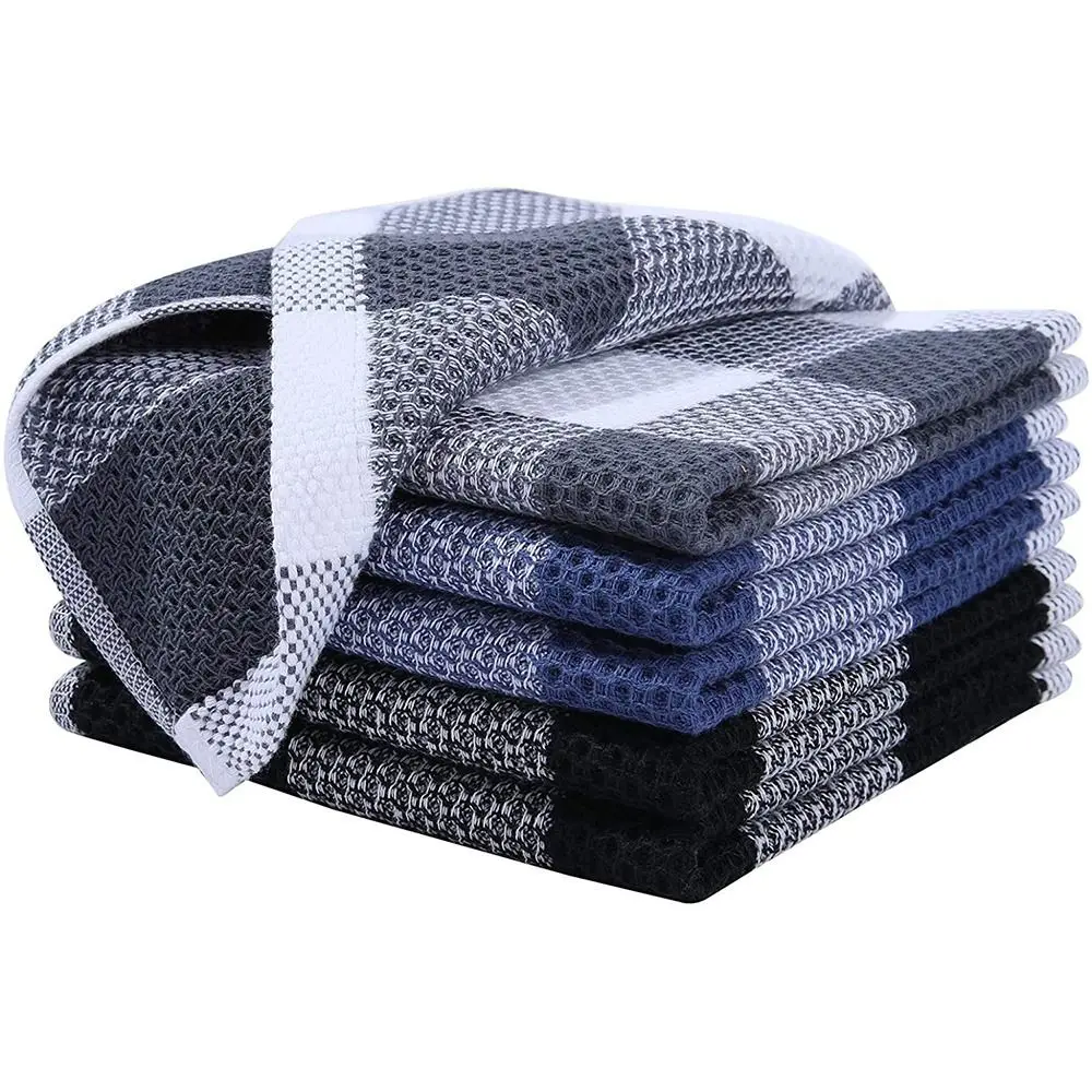 

Waffle Checks Cotton Quick-Drying Thickening Yarn Dy Absorbent Cleaning Towel Face Towel Kitchen Rag Washing Towels