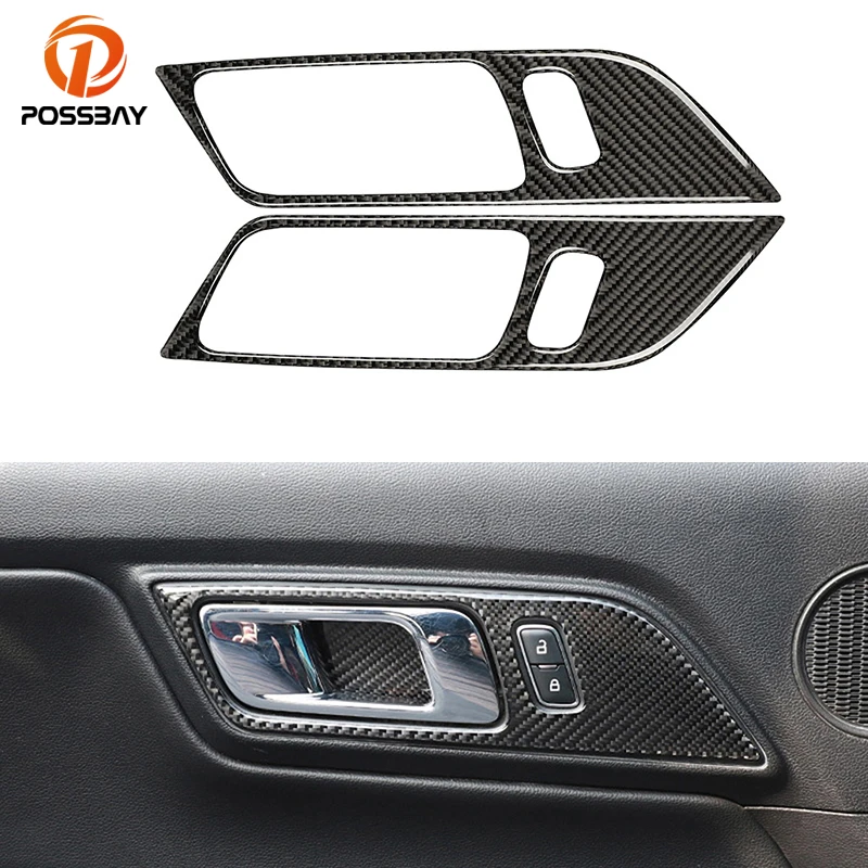 

Car Interior Door Handle Trim Cover Carbon Fiber Epoxy Sticker Decor Mouldings for Ford Mustang 2015 2016 2017 2018 2019 2020