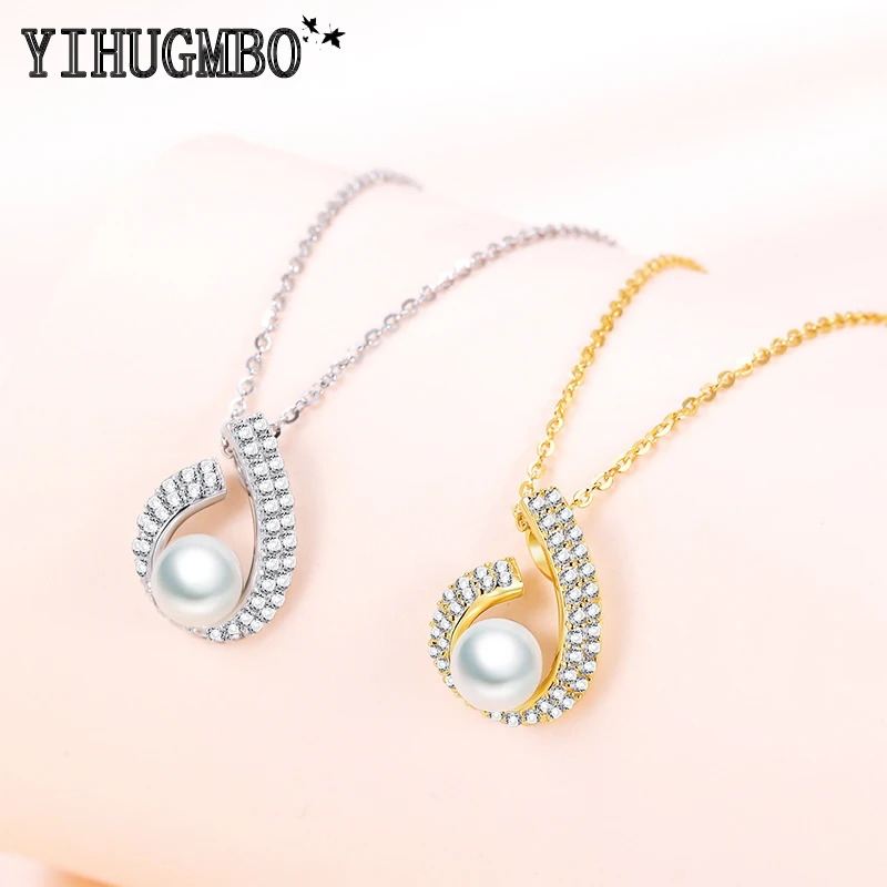 

YIHUGMBO Новая серебряная игла женская подвеска с натуральным жемчугом