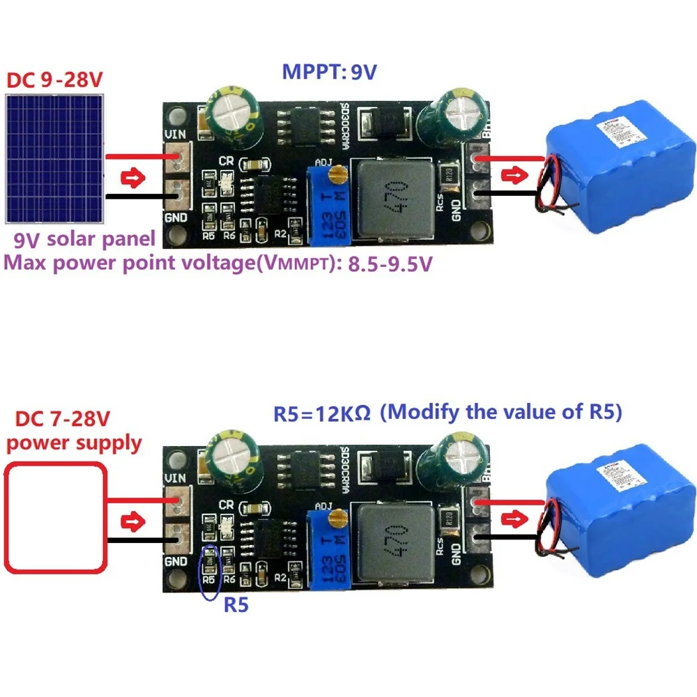 

MPPT 1A 3.6V 4.2V 4.3V 4.35V 8.4V 12.6V Lithium Battery Charger Module for 9V 12V 18V Solar Panels DIY KIT DC9-28V input