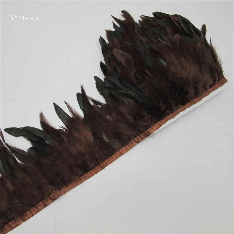 

Wholesale 10 Yards coffee Chicken Rooster Tail Feather Trims Ribbon 13-18CM Strip for Dress Skirt Clothing Wedding Decoration