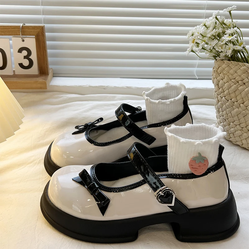

Women's Shoes Platform Autumn Bow-Knot Oxfords Soft All-Match Female Footwear Clogs Fall Retro Butterfly Leather New Dress Cotto