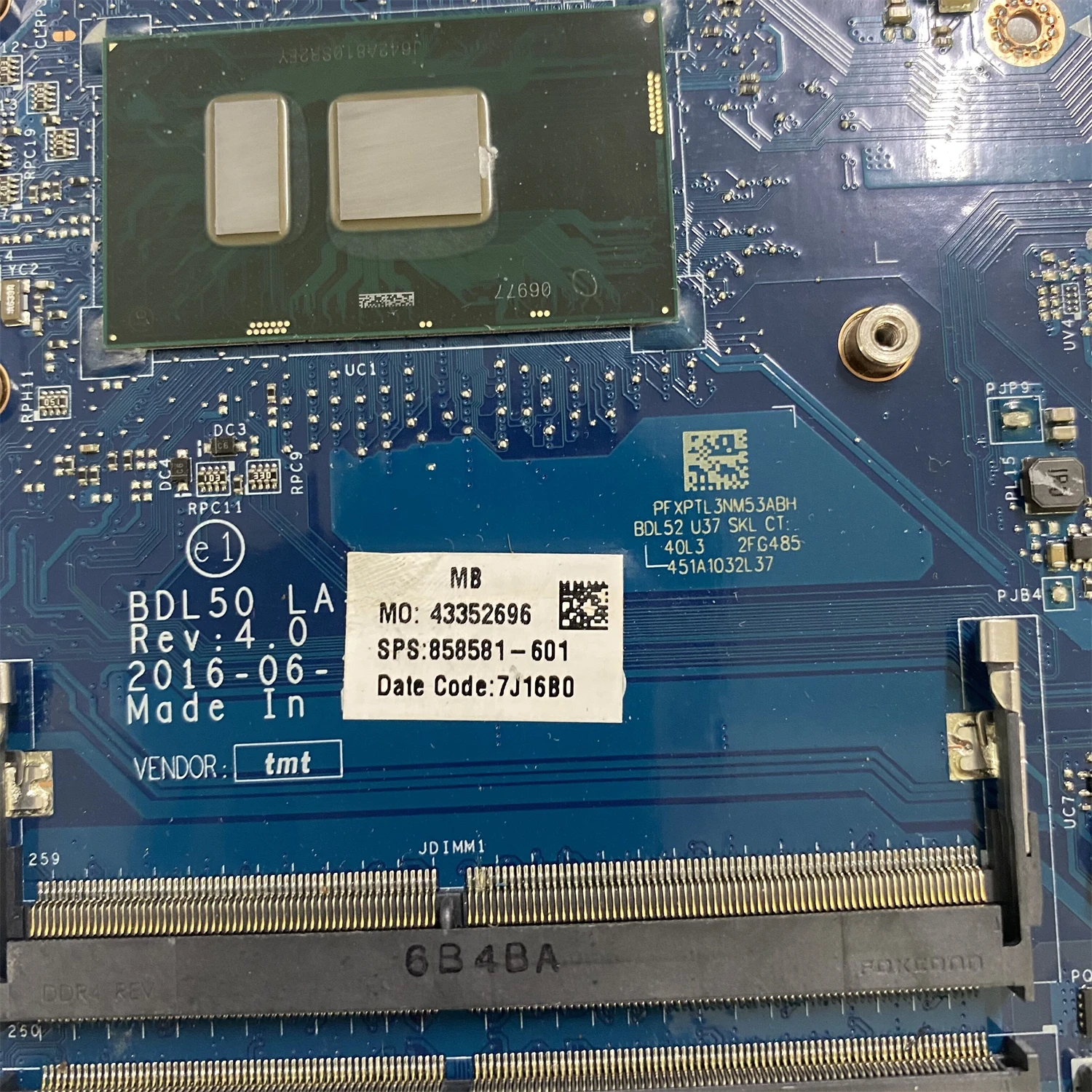 858581-601 858581-501 858581-001 для ноутбука HP Pavilion 15-AY 250 G5 материнская плата BDL50 LA-D704P с