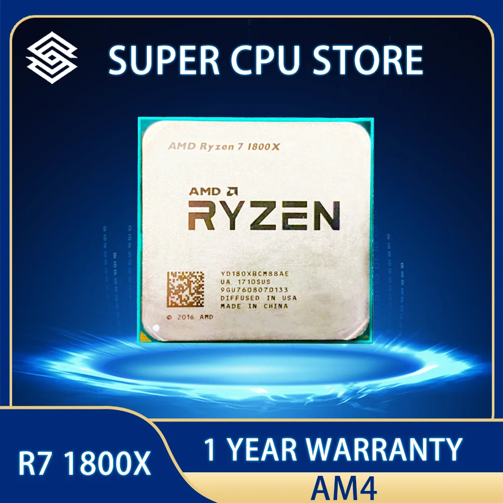 Процессор AMD Ryzen 7 1800X R7 1800X 3,6 ГГц Восьмиядерный шестнадцати-поточный ЦПУ L3 = 16M 95 Вт YD180XBCM88AE разъем AM4