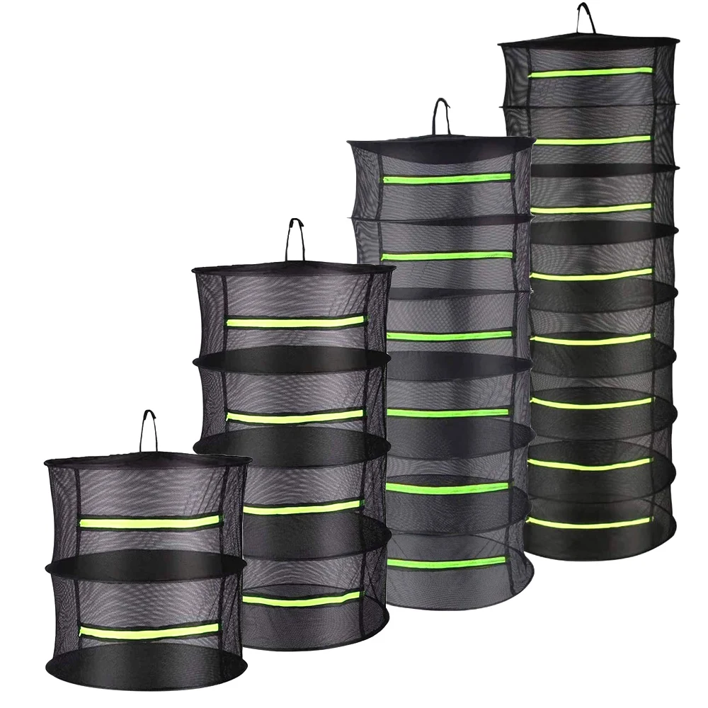 

Dryer 2/4/6/8 Zipper Rack Hanging Diameter Herb Drying Flowers Layers For With Plant Hydroponics Black Net Mesh Rack Drying