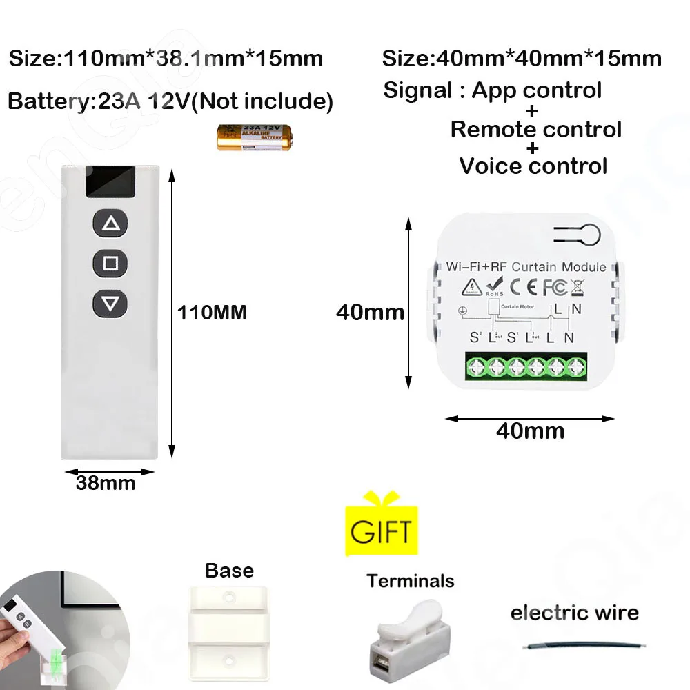 Smart Life Tuya RF 433Mhz Wireless Curtain Switch Roller Shutter Module for Blinds Motor Timer Voice Control Google Home Alexa |