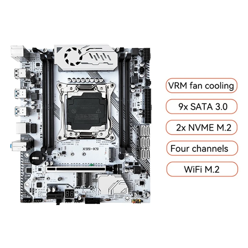 Материнская плата X99 K9 LGA 2011-3 VRM с вентилятором и охлаждением поддерживает 4X
