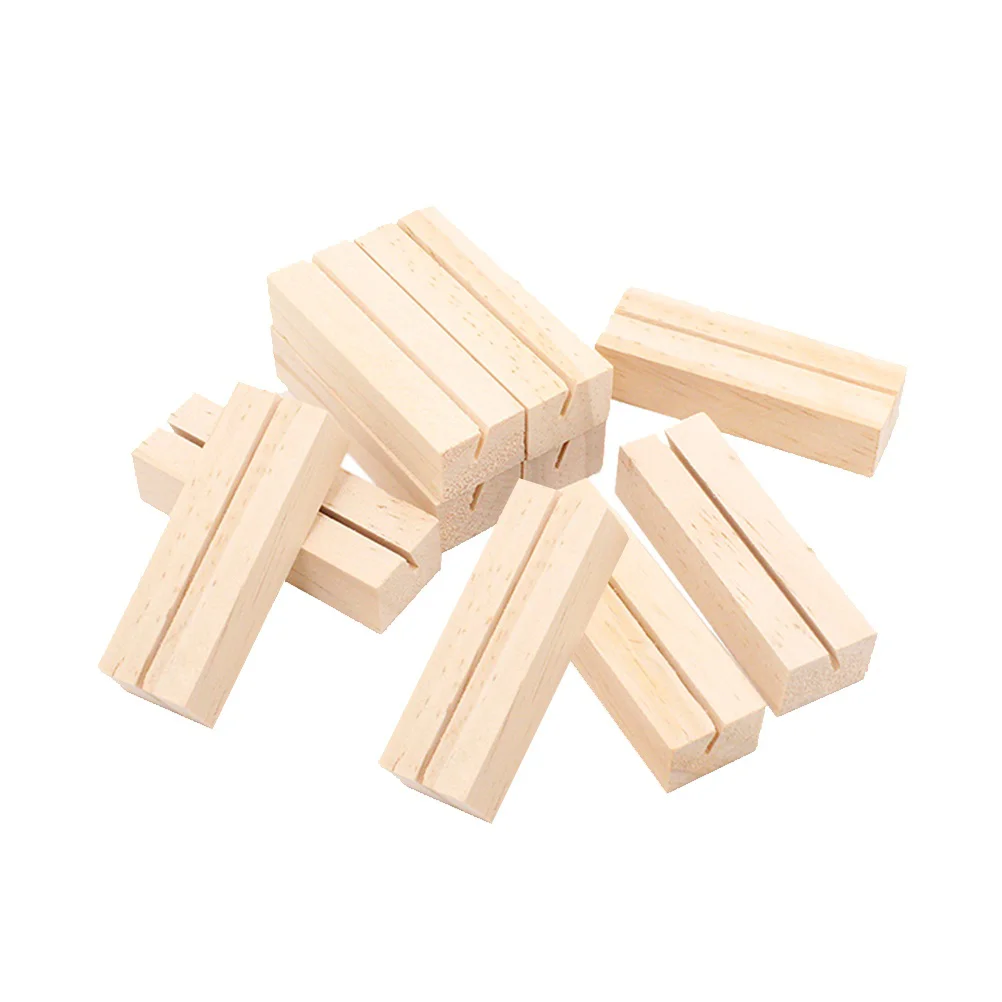 

TOYANDONA Wood Holder Wooden Photo Stand Geometric Picture Holder for Stationery Supplies 10Pcs