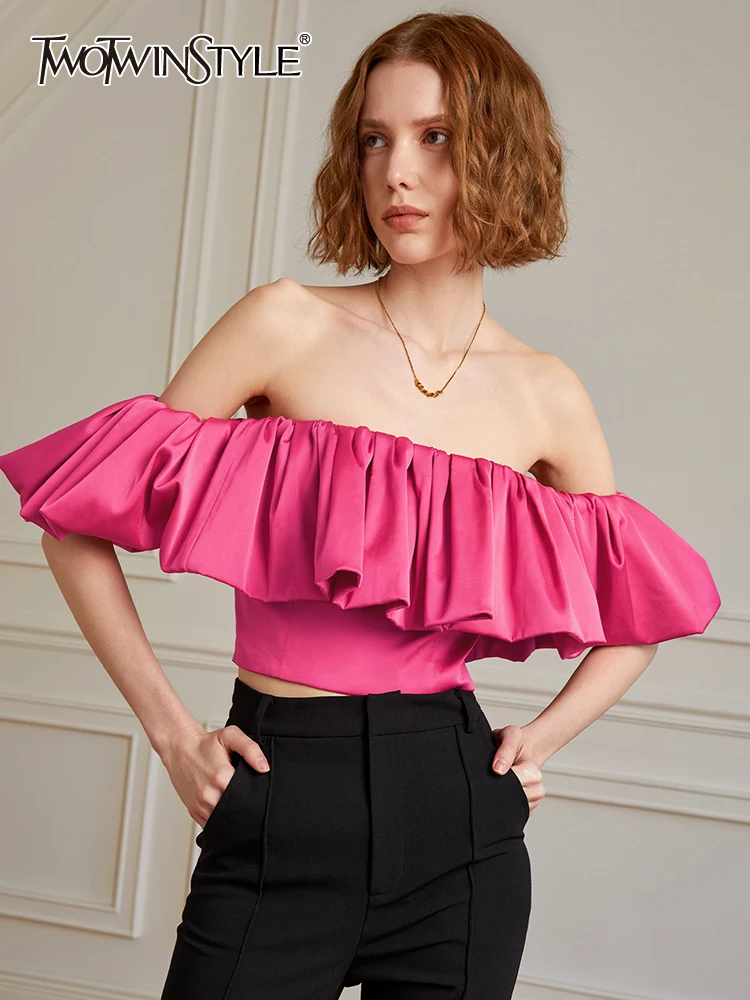 

Женский жилет TWOTWINSTYLE, минималистичный топ с вырезом лодочкой, коротким рукавом и открытыми плечами, модная одежда