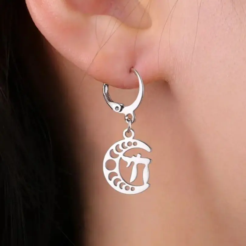 LIKGREAT Висячие серьги из нержавеющей стали с тремя лунами