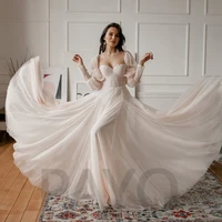 elegant wedding dress puff sleeve pleat appliques strapless tulle vintage sweetheart prom gown vestido de novia for women