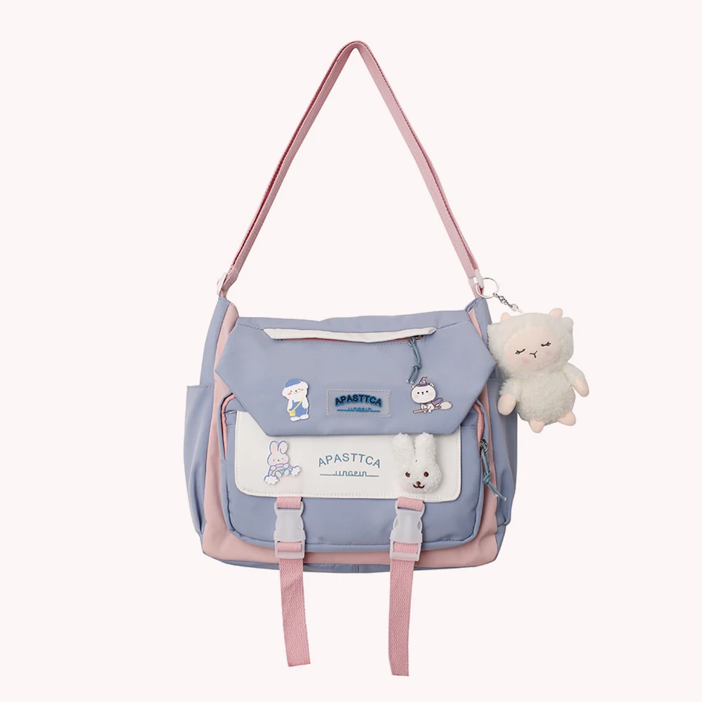 

Сумка-мессенджер женская с нейлоновой подвеской, повседневный рюкзак для учебы, вместительный мессенджер, школьный значок на плечо