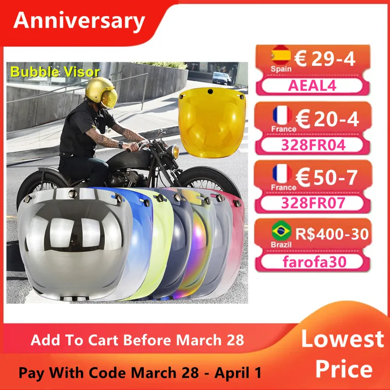 

Motorcycle Helmet Bubble Visor Flip Up Open Face Bubble Helmet Visor High Strength Motorcycle Helmet Accessories for Casco Moto