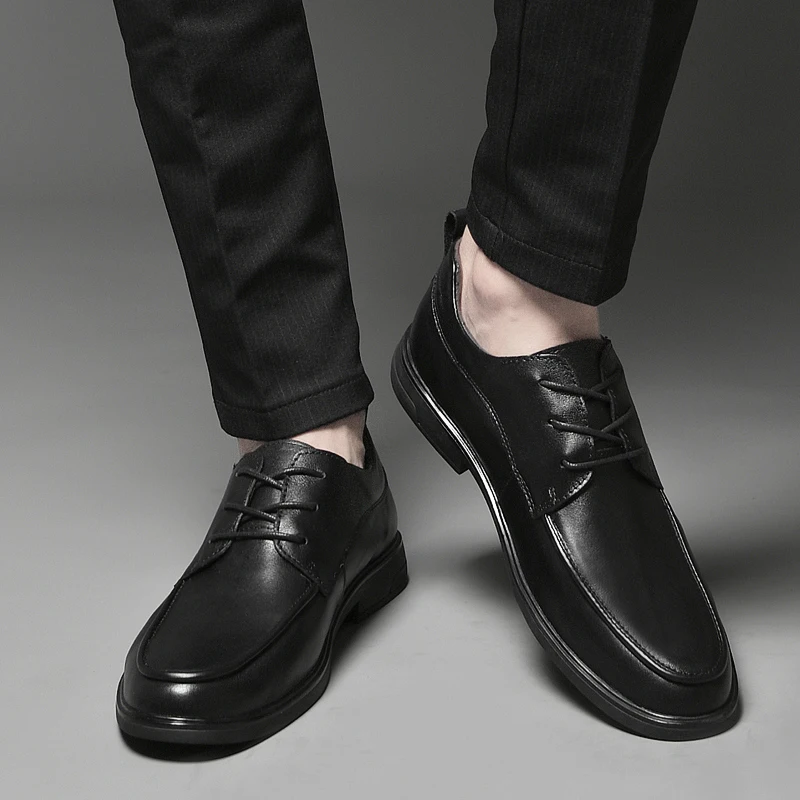 

High-end Luxury Brand Leather Men's Shoes Genuine Leather Loafers Soft Sole and Lightweight Casual Shoes Lace Up Leather Shoes