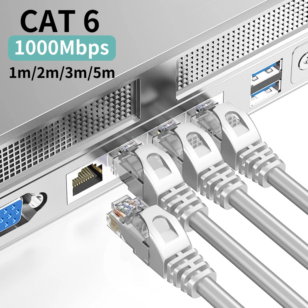 1000Mbps Ethernet Cable Cat 6 Lan Cable UTP RJ45 Network Patch Cable for Router Modem PC PS4 Networking Wire