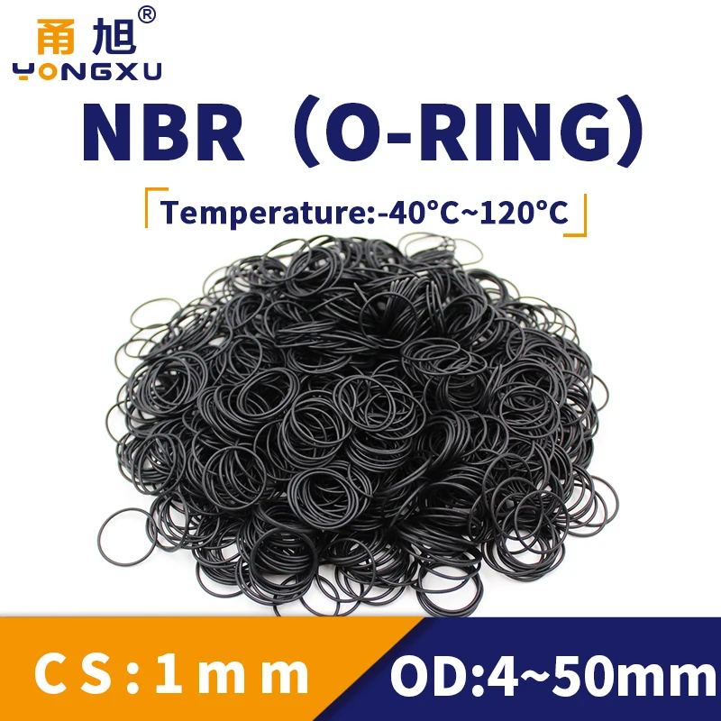 NBR O Ring Seal Gasket Thickness CS1mm OD4-50mm Oil and Wear Resistant Automobile Petrol Nitrile Rubber O-Ring Waterproof Black