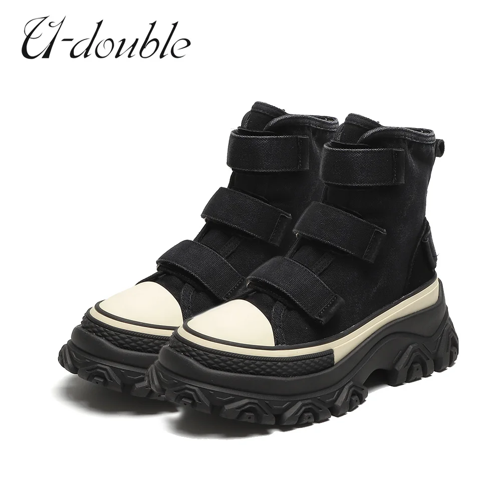 

Кеды женские на высокой платформе, Вулканизированная подошва, с волшебной пряжкой, туфли-лодочки, круглый носок, кроссовки, студенческие, осень 2022