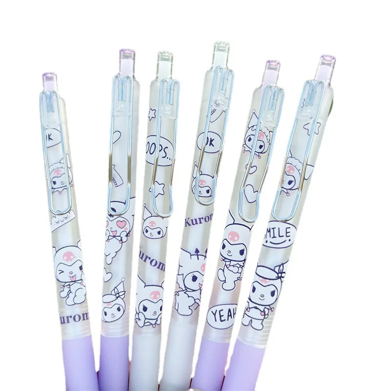 

Kawaii Sanrio Anime Kuromi 0.38Mm Press Pen Metal Hook Carbon Pen Bullet Neutral Pen Office Black Signature Pen for Students