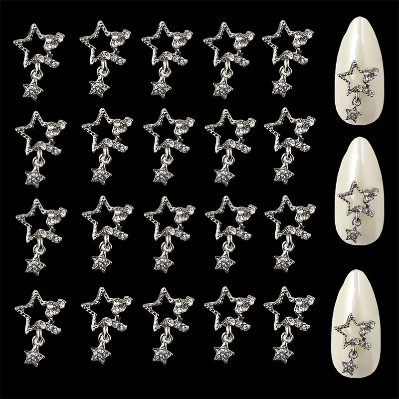 

10pcs Pentagram Nail Charms Alloy Jewelry Luxury Diamond Nail Parts Gemstones Crystal Rhinestones Nail Art Decoration Accessorie