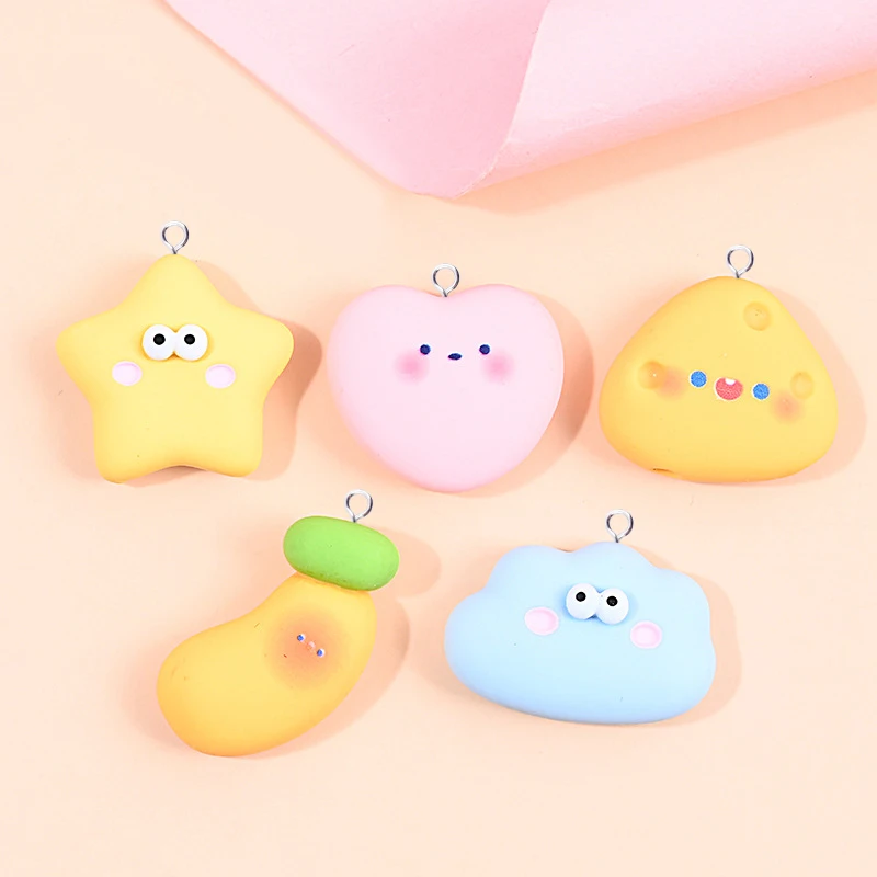 

10 шт. милые Подвески в виде фруктов и бананов для сережек, Изготовление Бижутерии, забавные подвески из смолы в виде облака, звезды, сердца, н...