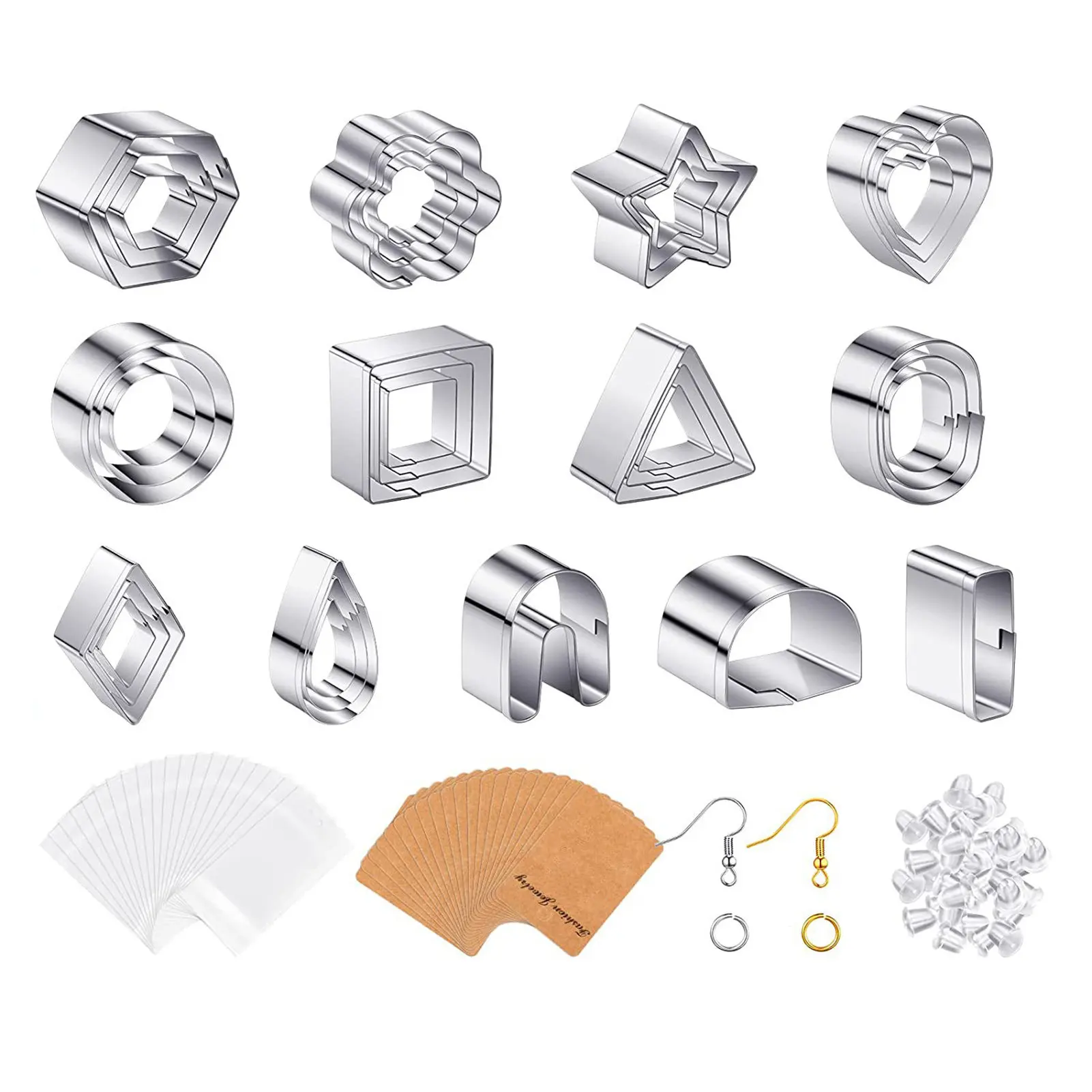 

Clay Earring Cutters 33 Pieces Stainless Steel Earring Cutters As Useful Tools For Earring Making Clay Earrings Making Kit Set