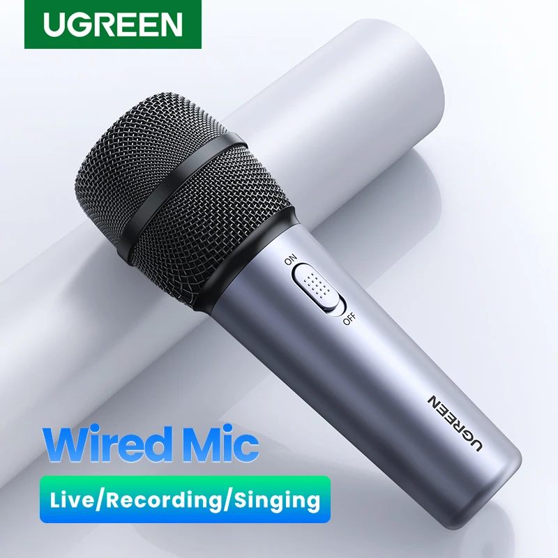  【NEW】UGREEN Wired Microphone Singing Live Recording with 3.5mm Audio Cable Handheld Mic For PC Phone Gaming Karaoke Home System 